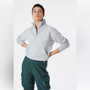 Outdoor Voices Cotton Terry 1/2 Zip Sweatshirt Heather Grey